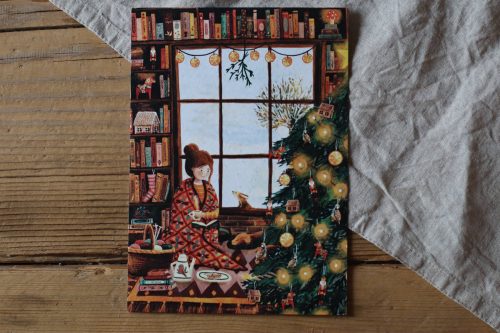 Weihnachtskarte Christmas Library