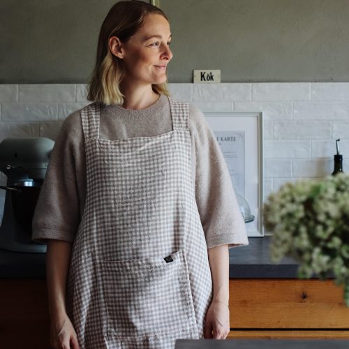 Leinenschürze rosa kariert